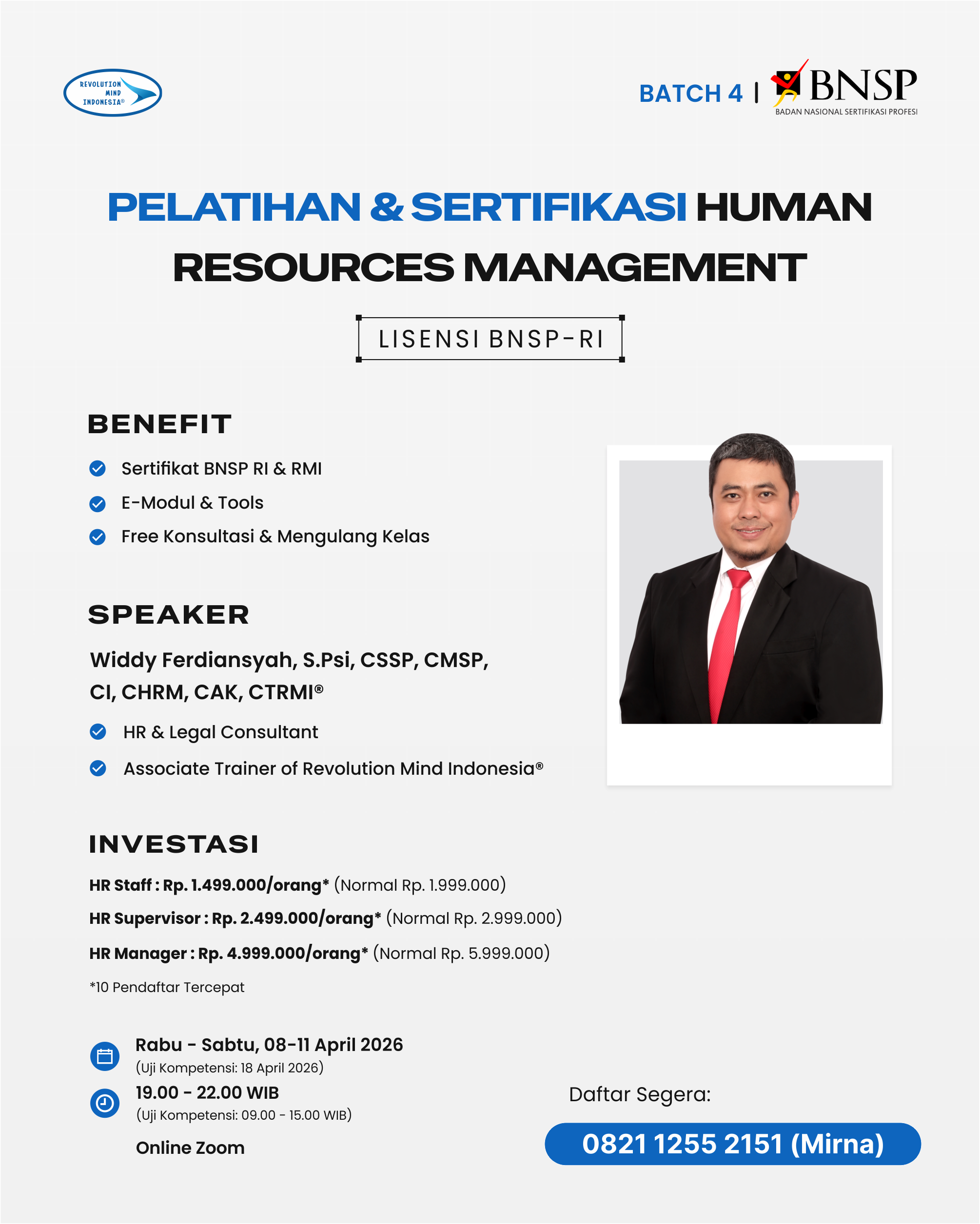 PELATIHAN & SERTIFIKASI HUMAN RESOURCES MANAGEMENT 4-1 PELATIHAN & SERTIFIKASI HUMAN RESOURCES MANAGEMENT 4-1