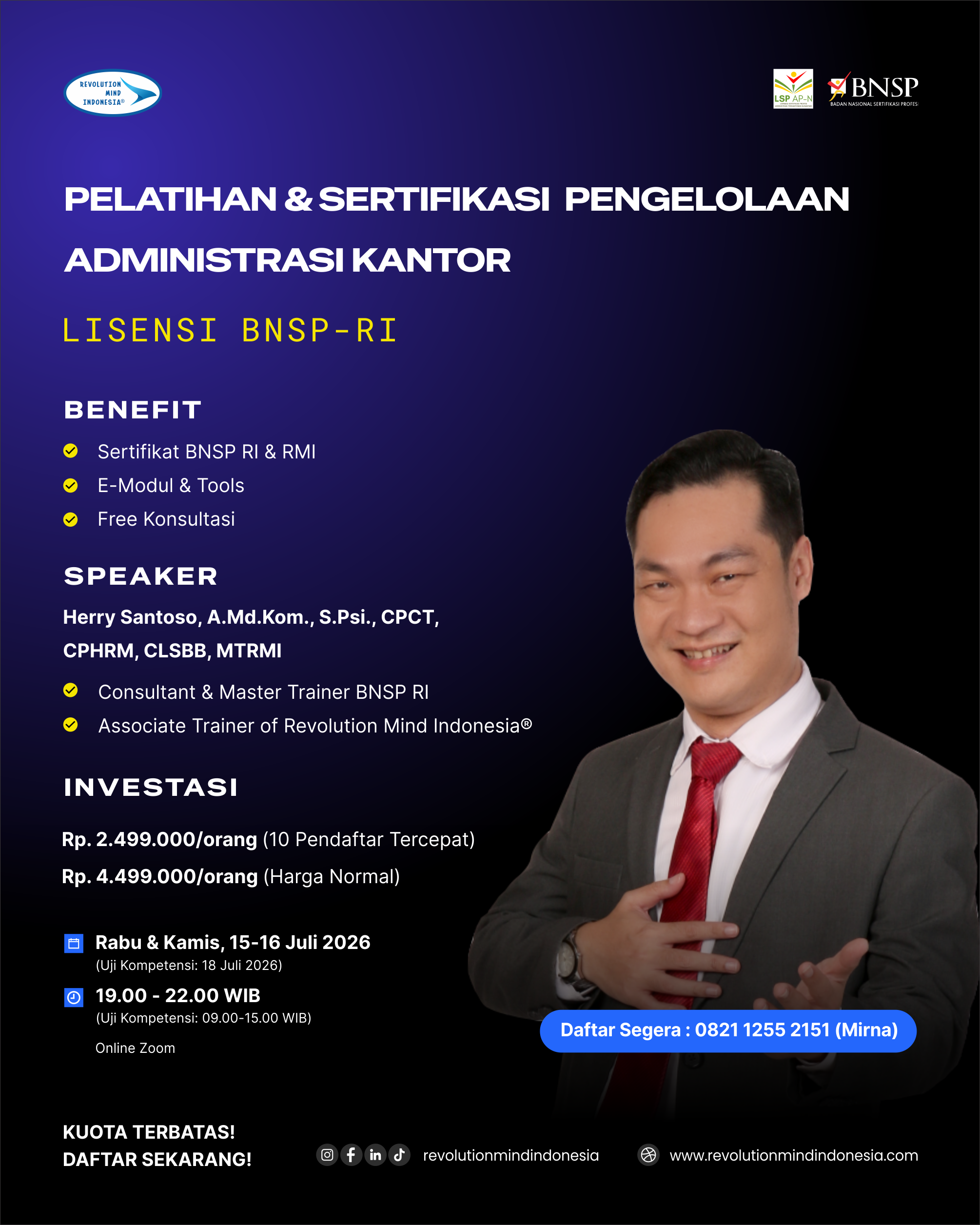PELATIHAN & SERTIFIKASI PENGELOLAAN ADMINISTRASI KANTOR