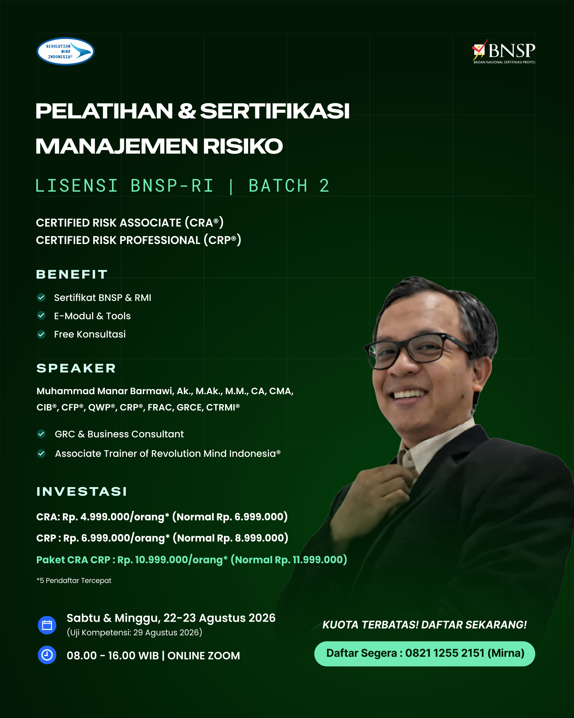 PELATIHAN & SERTIFIKASI MANAJEMEN RISIKO 2 PELATIHAN & SERTIFIKASI MANAJEMEN RISIKO 2