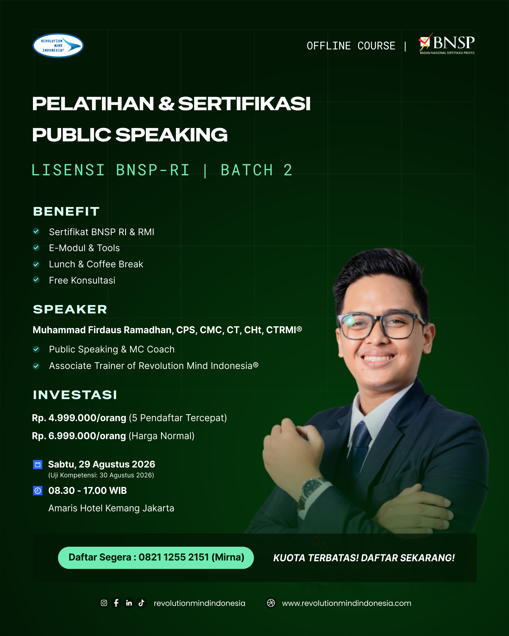 PELATIHAN & SERTIFIKASI PUBLIC SPEAKING PELATIHAN & SERTIFIKASI PUBLIC SPEAKING