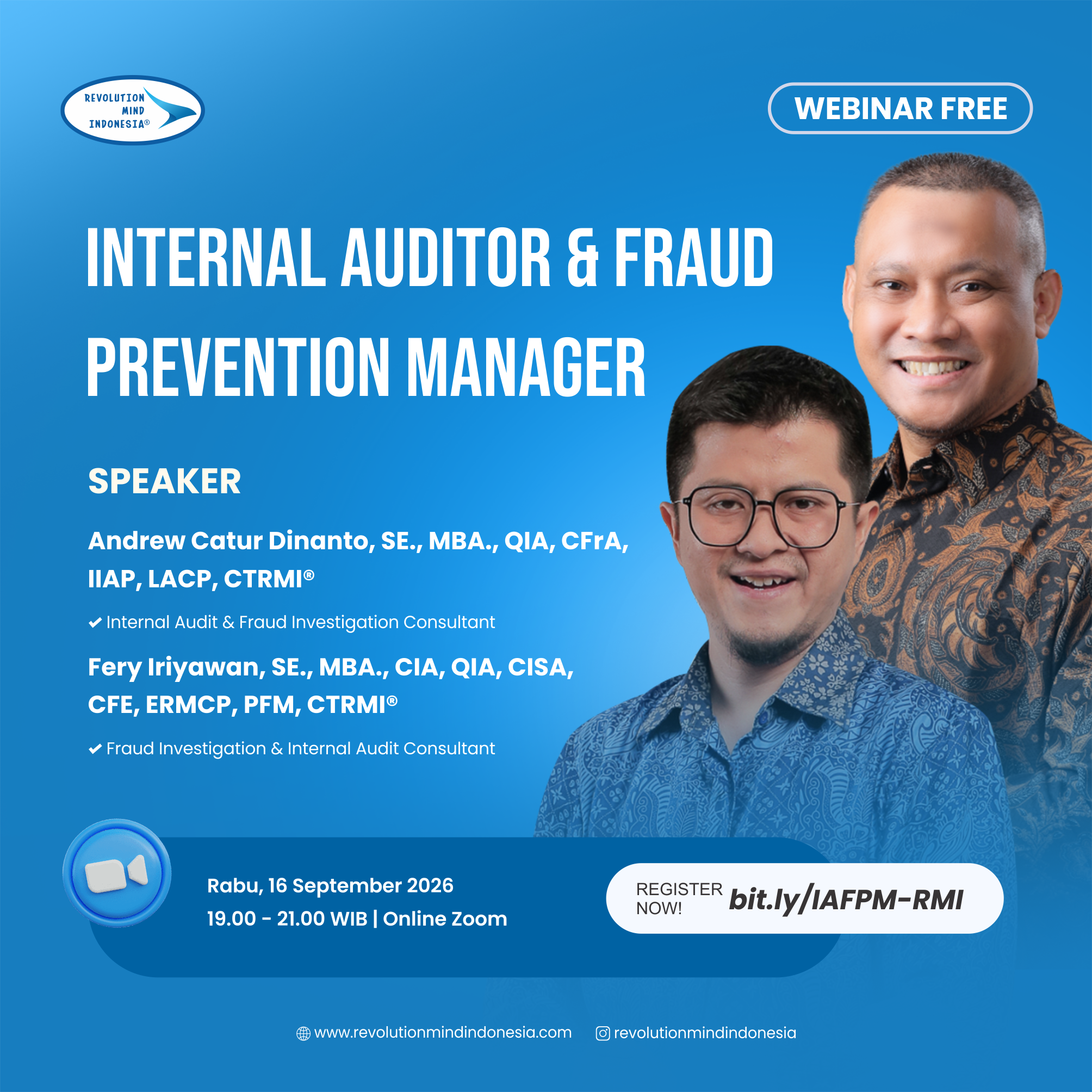 WEBINAR INTERNAL AUDITOR & FRAUD PREVENTION MANAGER
